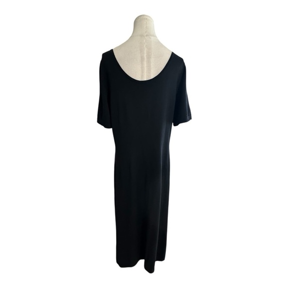 PERUVIAN CONNECTION Black Pima Cotton Scoop Neck Short Sleeve Maxi Dress Size L - Picture 2 of 4